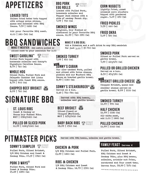 sonny's bbq menu with prices 2023